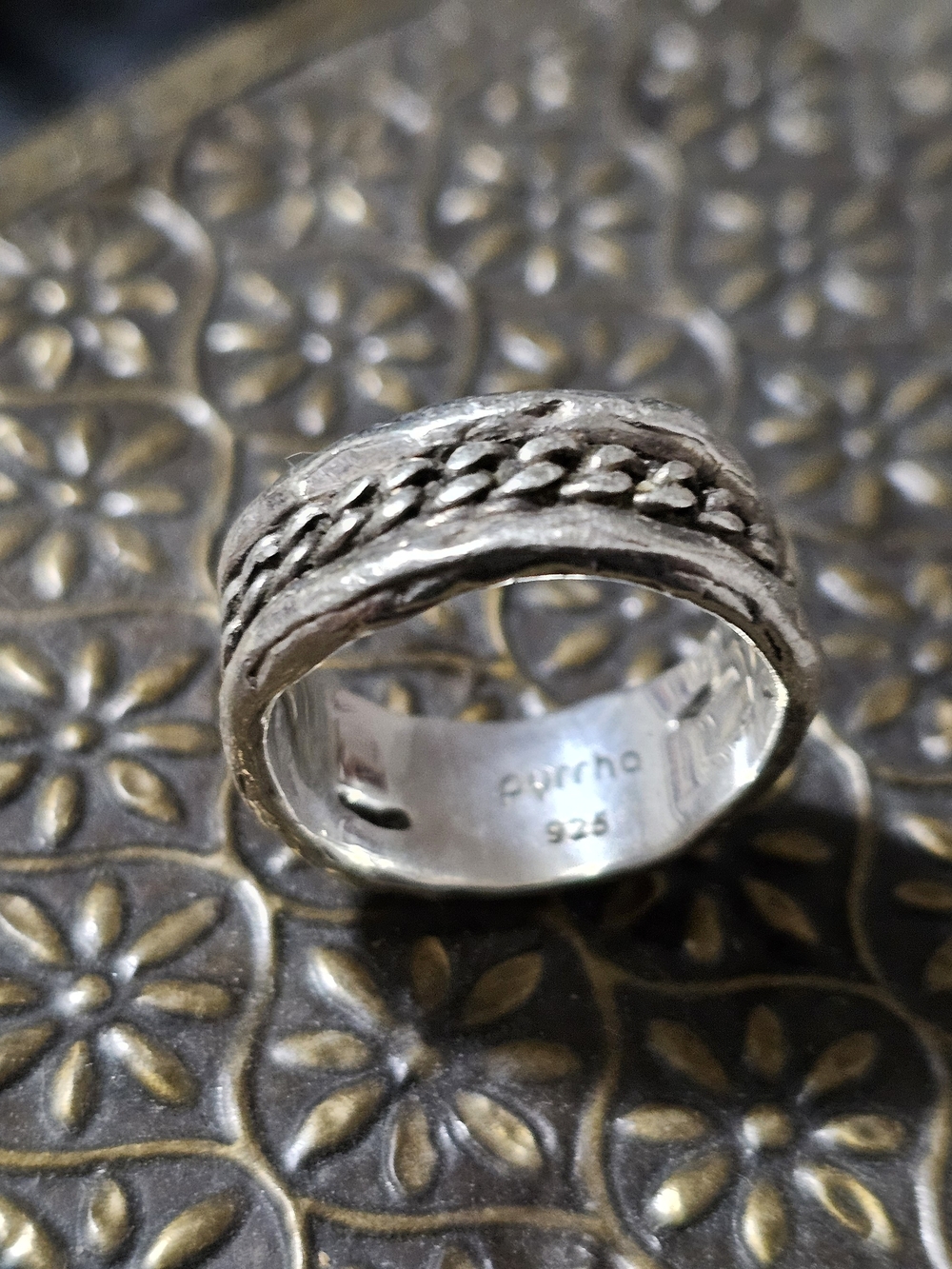 Men's Sterling Silver Braided Accent Band - Silver